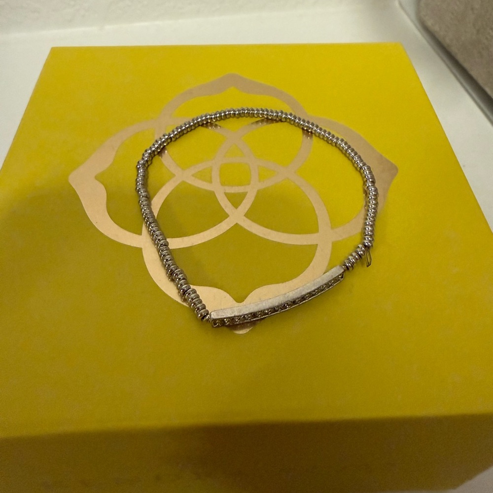 Kendra Scott Silver Crystal Bar Stretch Bracelet